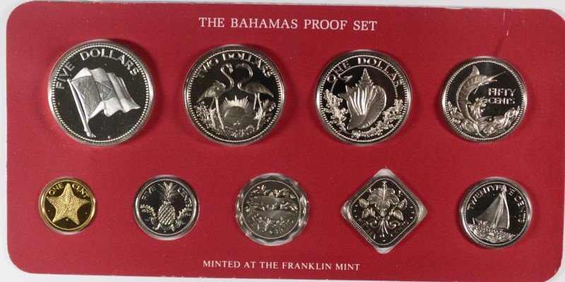 1981 BAHAMA 9 Coin Proof Set - One Silver Coin in orig (1 of 3)