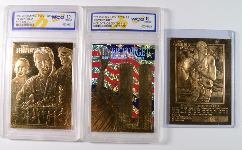 3 - 24K GOLD CARDS; KOBE BRYANT, ELVIS PRESLEY, NEVER (1 of 2)