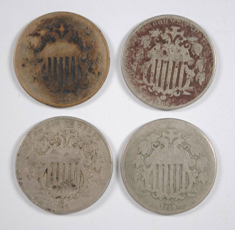 (4) 1866 SHIELD NICKELS (1 of 2)
