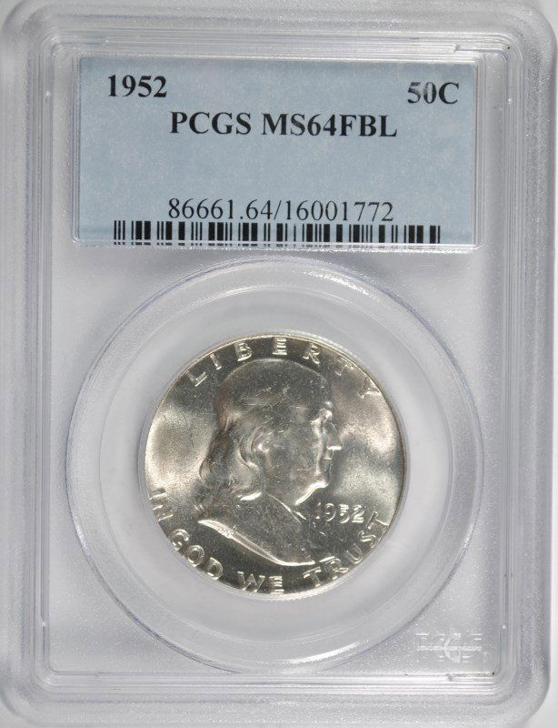 1952 FRANKLIN HALF DOLLAR, PCGS MS-64 FBL (1 of 4)