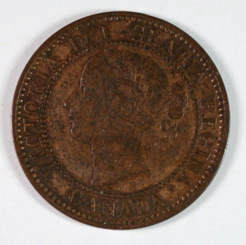 1859/8 WIDE 9 CANADA LARGE ONE CENT XF-AU RARE (1 of 2)