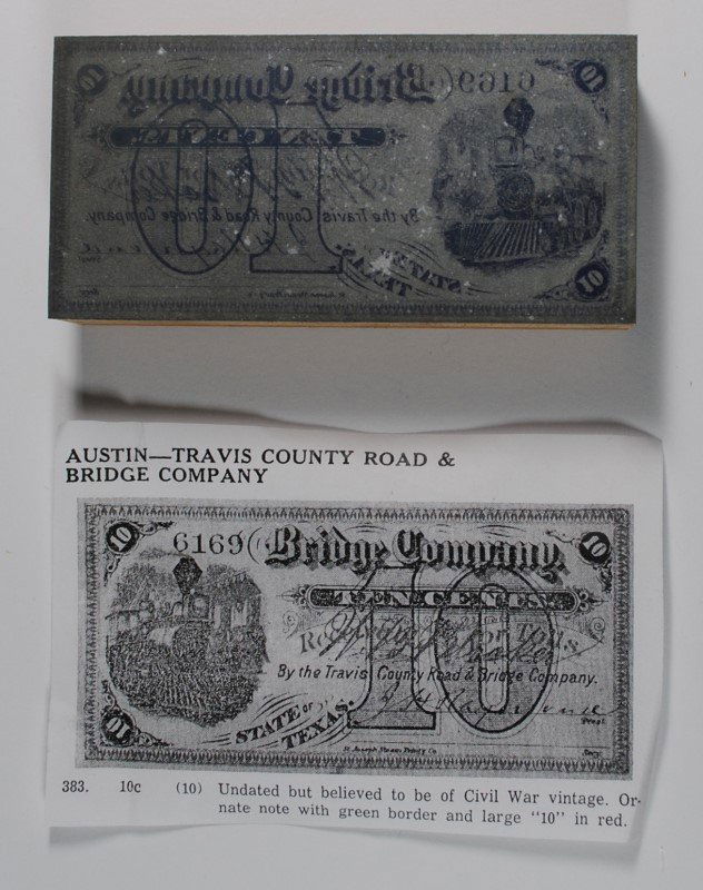 RARE! Texas Confederate Printing Block That Produced a (1 of 2)