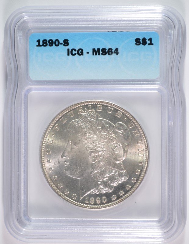 1890-S MORGAN SILVER DOLLAR, ICG MS-64 (1 of 4)