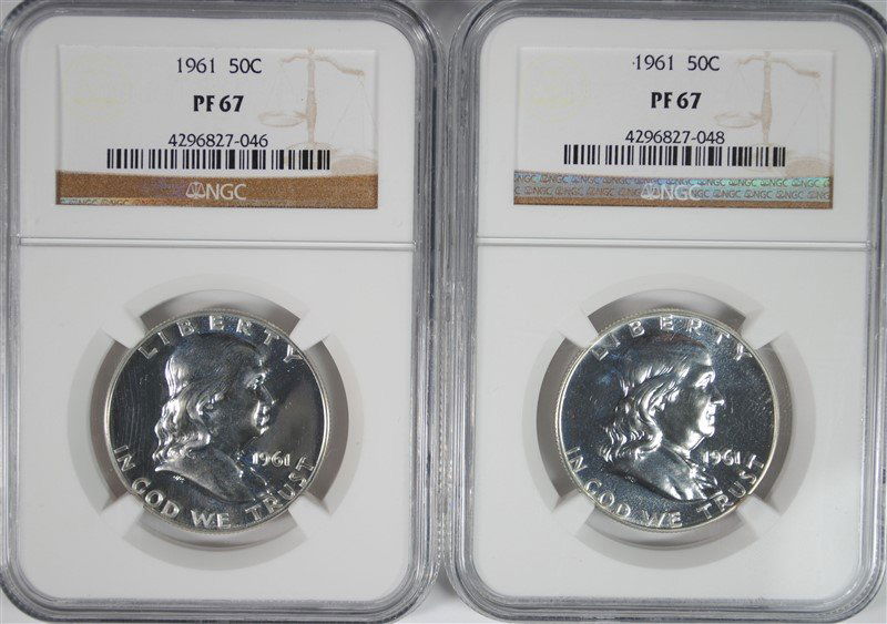 ( 2 ) 1961 FRANKLIN HALF DOLLARS, NGC  PF-67 (1 of 2)