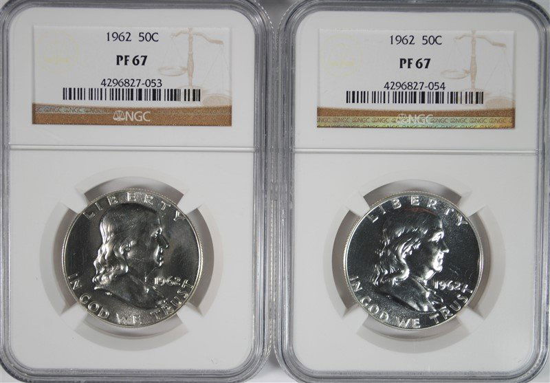 ( 2 ) 1962 FRANKLIN HALF DOLLAR, NGC PF-67 (1 of 2)