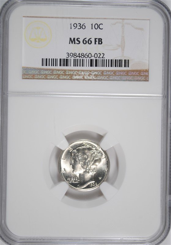 1936 MERCURY DIME, NGC MS-66 FULL BANDS (1 of 4)