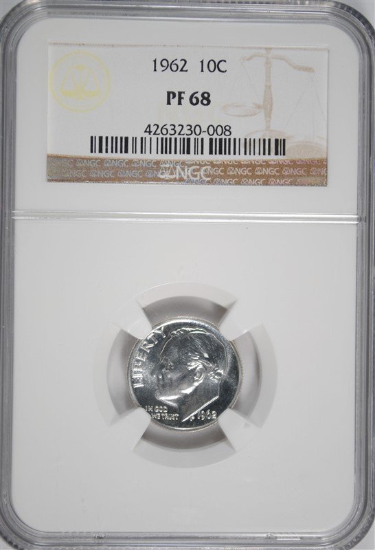 1962 ROOSEVELT DIME, NGC PROOF-68 (1 of 4)