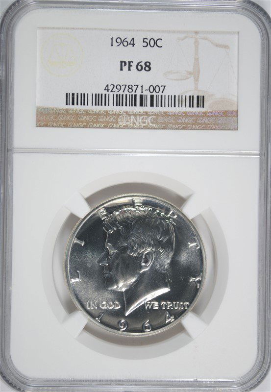 1964 KENNEDY HALF DOLLAR, NGC PF-68 (1 of 4)