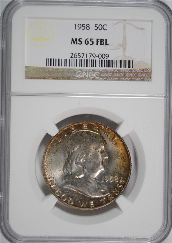 1958 FRANKLIN HALF DOLLAR, NGC MS-65 FBL (1 of 4)