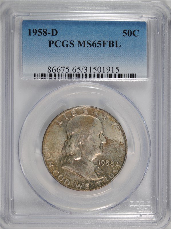 1958-D FRANKLIN HALF DOLLAR, PCGS MS-65 FBL (1 of 4)