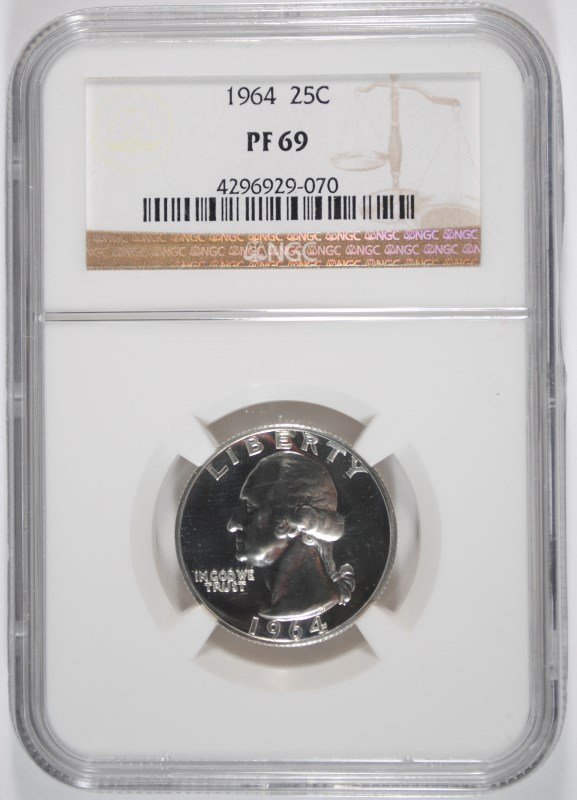 1964 WASHINGTON QUARTER, NGC PROOF-69! (1 of 4)