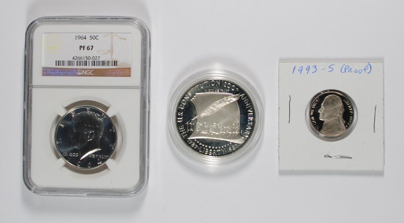 PROOF COIN LOT; 1964 KENNEDY HALF NGC PF67, 1993-S (1 of 2)