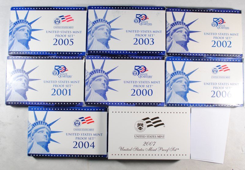 2000 THRU 2007 U.S. CLAD PROOF SETS IN NICE ORIG (1 of 2)