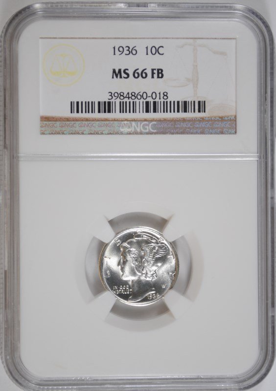 1936 MERCURY DIME, NGC MS-66 FULL BANDS  NGC PRICE (1 of 4)