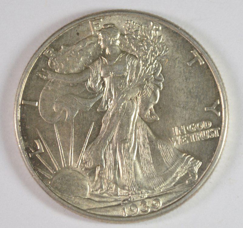 1939-D WALKING LIBERTY HALF DOLLAR CHOICE BU+, SUPER: A leading Auction House in todays fast past auctions. ESTIMATE $90-$100