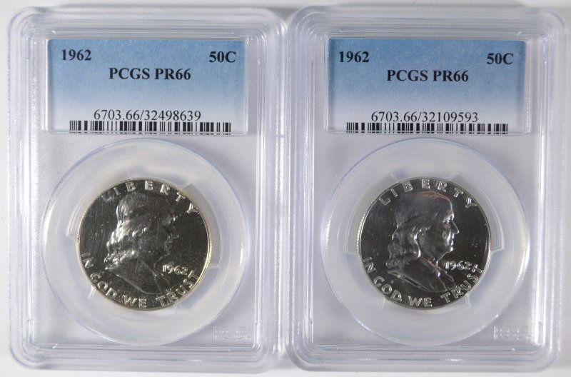 ( 2 ) 1962 FRANKLIN HALF DOLLARS, PROOF-66 (1 of 2)