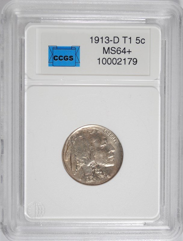 1913-D TYPE-1 BUFFALO NICKEL, CCGS GEM BU  NICE! (1 of 4)