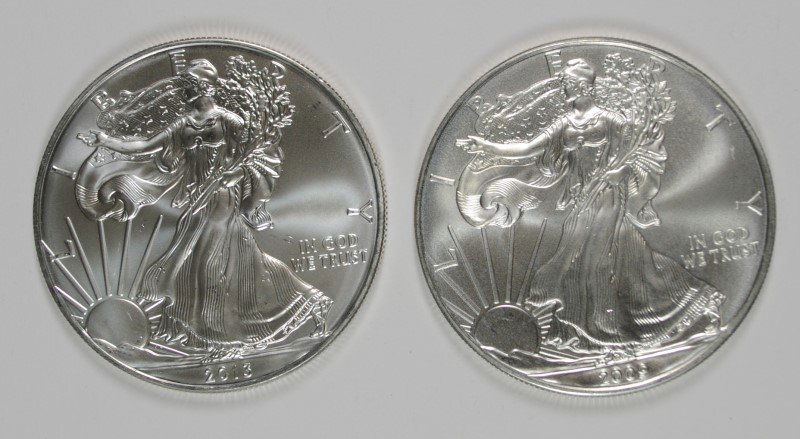 2 - AMERICAN SILVER EAGLE - 2009 & 2013 - BOTH BU (1 of 2)