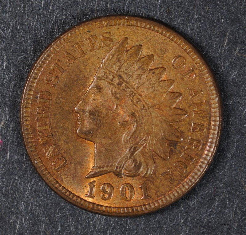 1901 INDIAN HEAD CENT, GEM RED & BROWN UNC (1 of 2)