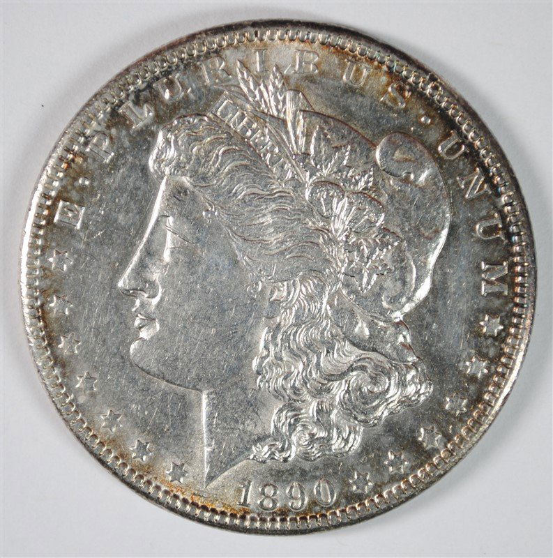 1890-CC MORGAN SILVER DOLLAR, BU (1 of 2)