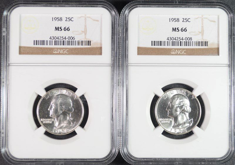 (2) 1958 WASHINGTON QUARTER NGC MS66 (1 of 2)