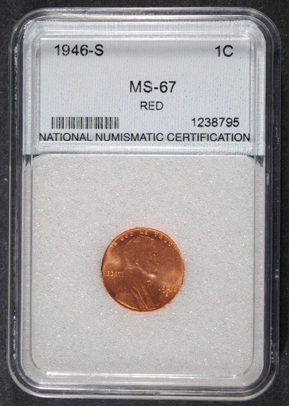 1946-S LINCOLN ONE CENT NNC GRADED SUPERB+ RED (1 of 4)