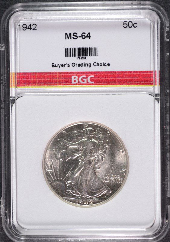 1942 WALKING LIBERTY HALF DOLLAR BGC GRADED CH BU (1 of 4)