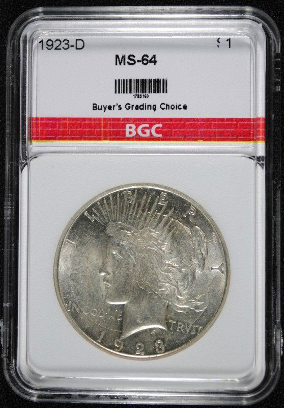 1923-D PEACE DOLLAR BGC GRADED CH BU (1 of 4)
