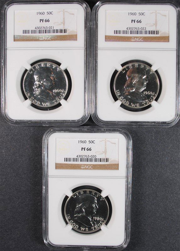 (3) 1960 FRANKLIN HALF DOLLAR NGC PROOF 66 (1 of 2)
