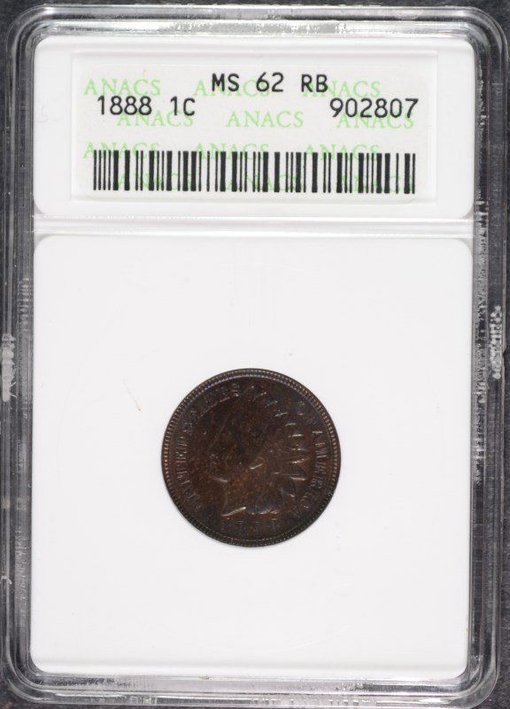 1888 INDIAN CENT ANACS MS-62 RB (1 of 4)