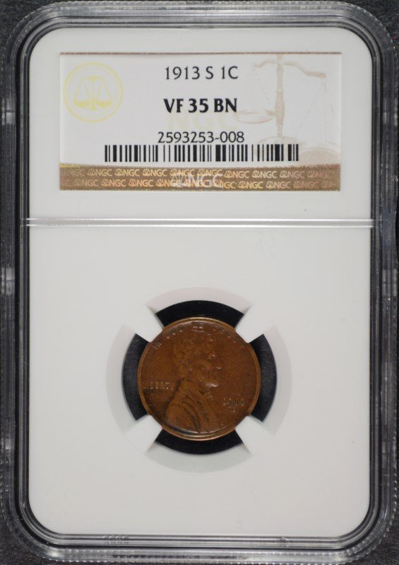 1913-S LINCOLN CENT NGC VF-35 (1 of 4)