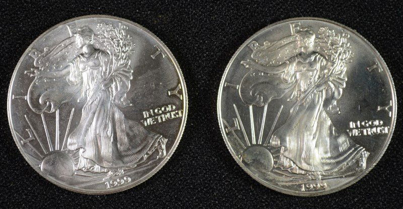 ( 2 ) 1999 AMERICAN SILVER EAGLES  BU (1 of 2)