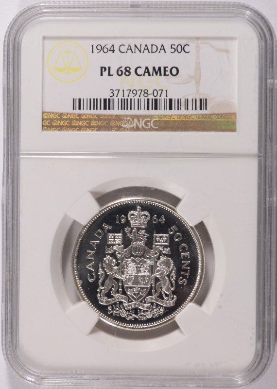 1964 CANADA HALF DOLLAR, NGC PL 68 CAMEO (1 of 4)