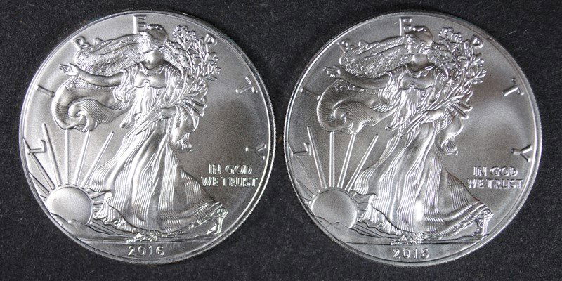 ( 2 ) 2016 AMERICAN SILVER EAGLES GEM COINS FRESH FROM (1 of 2)