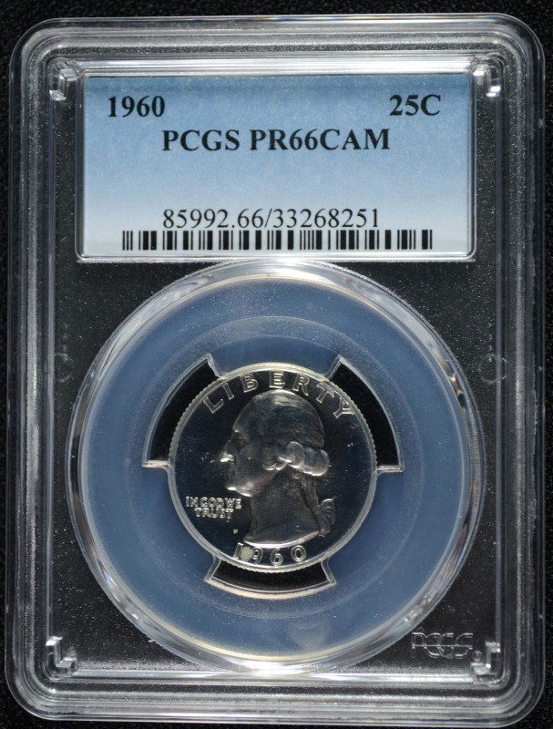 1960 WASHINGTON QUARTER, PCGS PR-66 CAMEO (1 of 4)