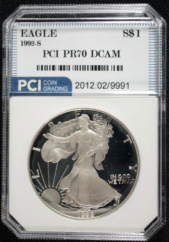 1992-S AMERICAN SILVER EAGLE PCI PERFECT PROOF DCAM (1 of 4)