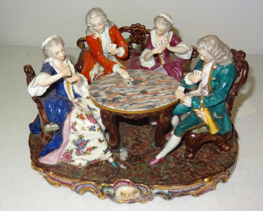Large Dresden Figural of People Playing Cards (1 of 5)