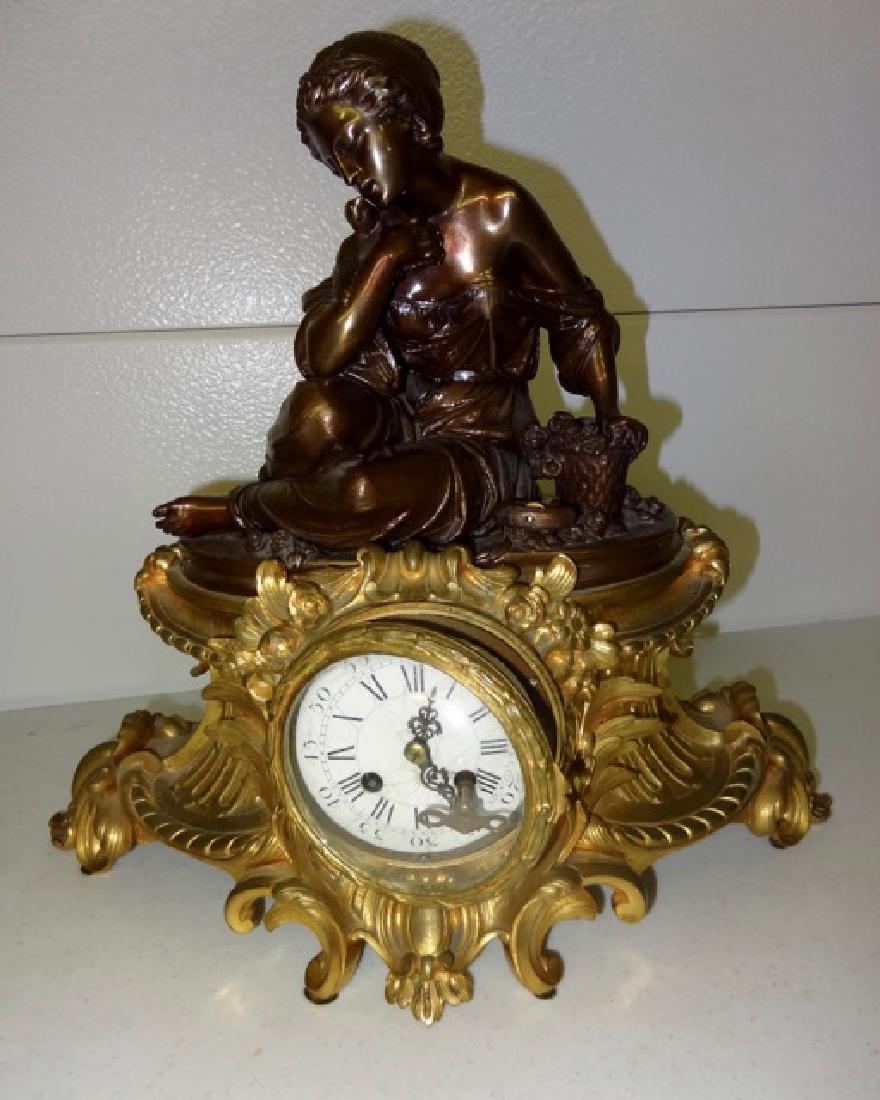 Beautiful Large French Bronze Clock (1 of 5)