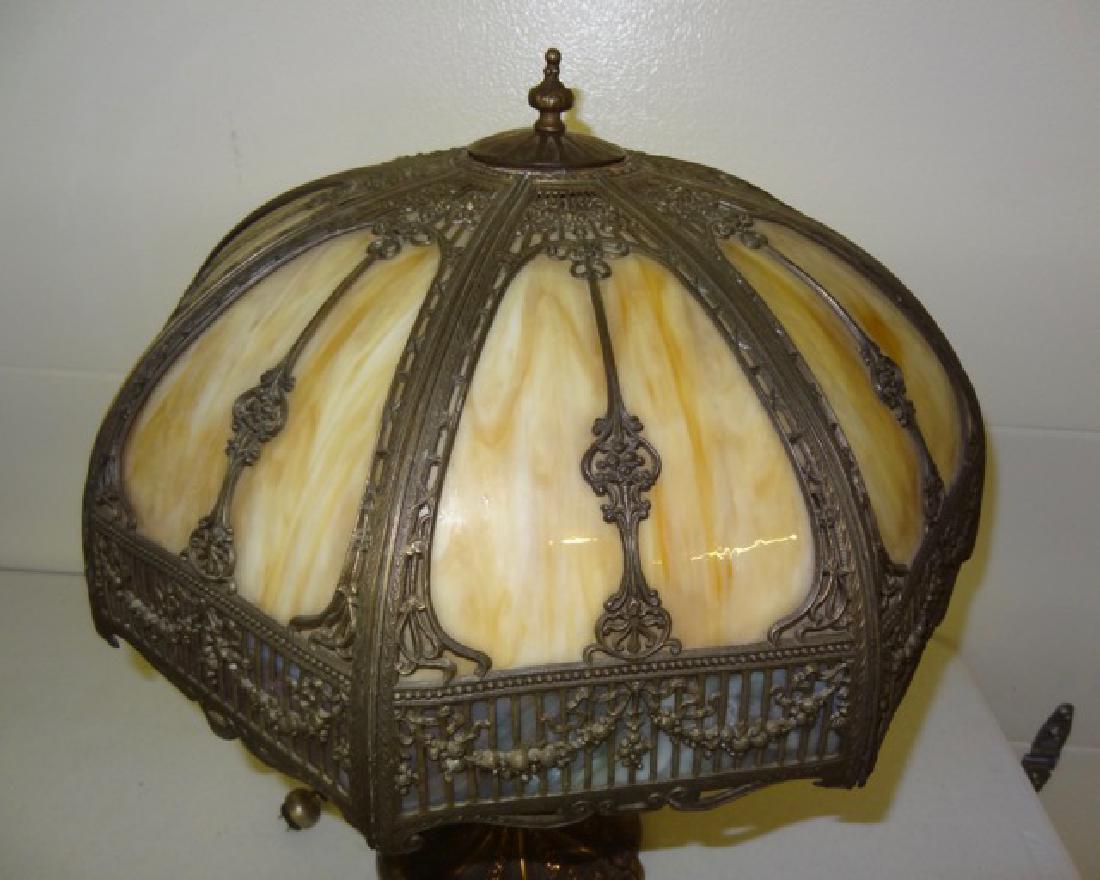 Large Carmel Slag Panel Lamp (1 of 4)