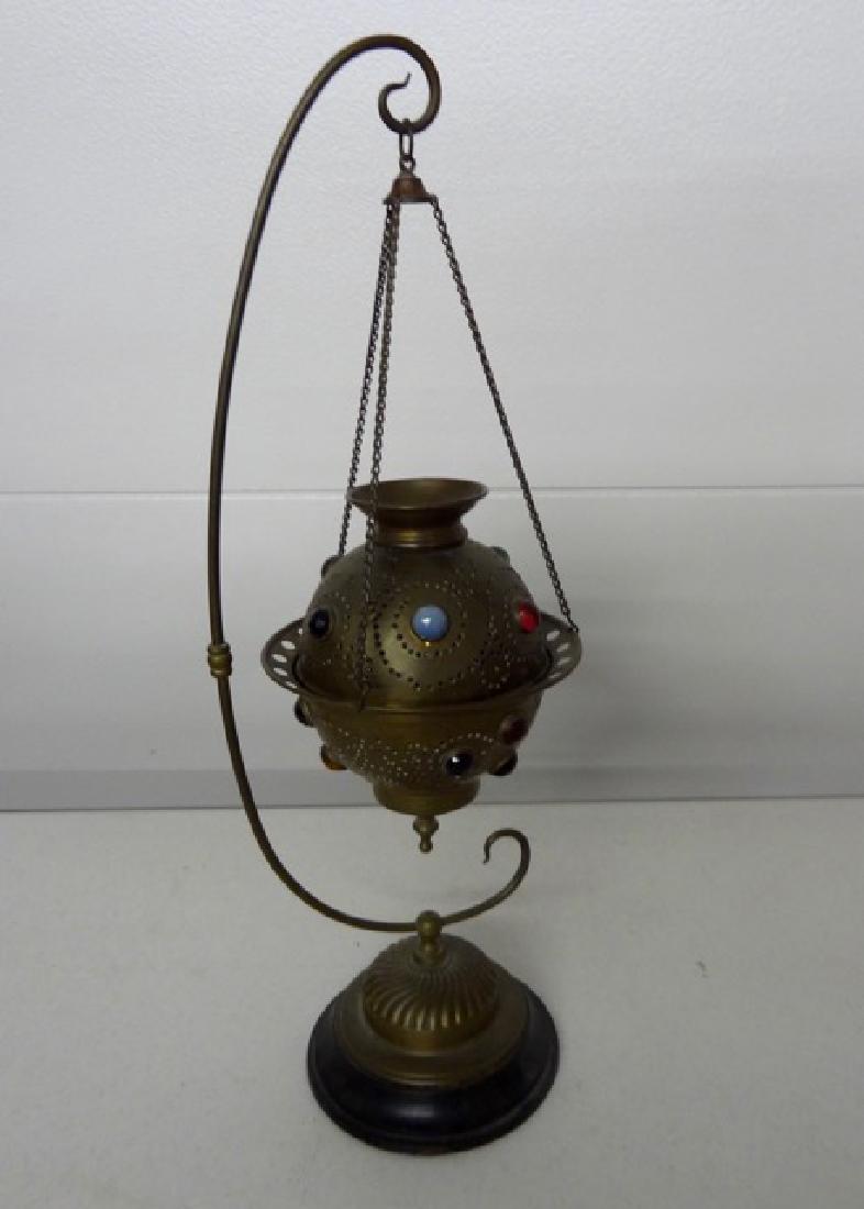 Unusual Victorian Jeweled Desk Lamp (1 of 4)