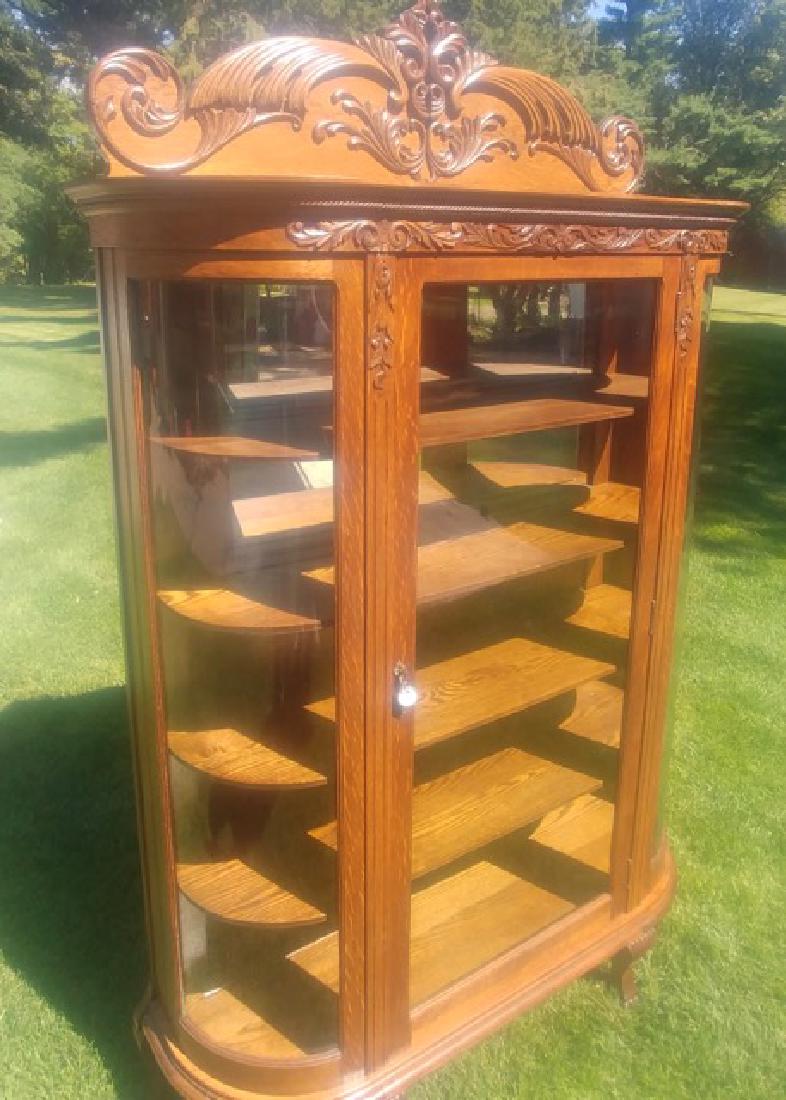 Oak Curved Glass China Cabinet (1 of 4)