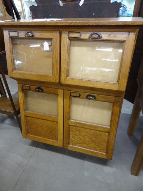 Oak 4 Bin Country Store Cabinet (1 of 2)