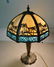 Carmel Slag Table Lamp w/ Palm Tree Design
