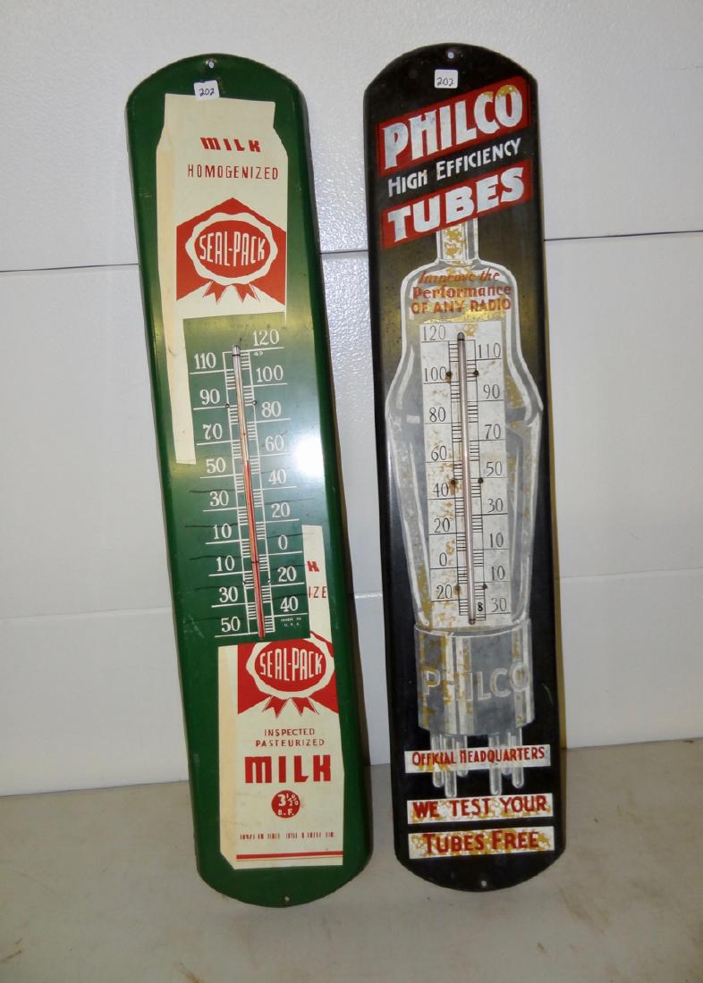 2 Tin Advertising Thermometers