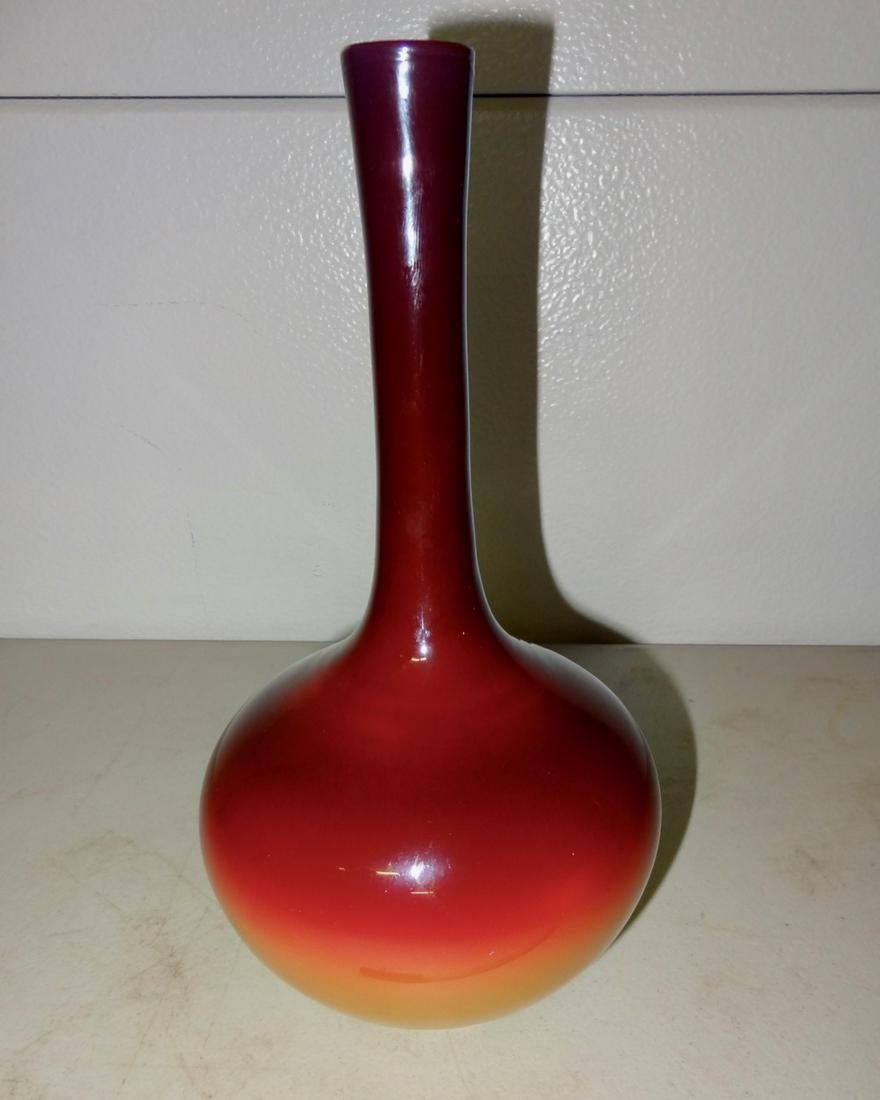 Wheeling Peach Blow Vase: 10 1/2" Tall X 5 1/2" Round
