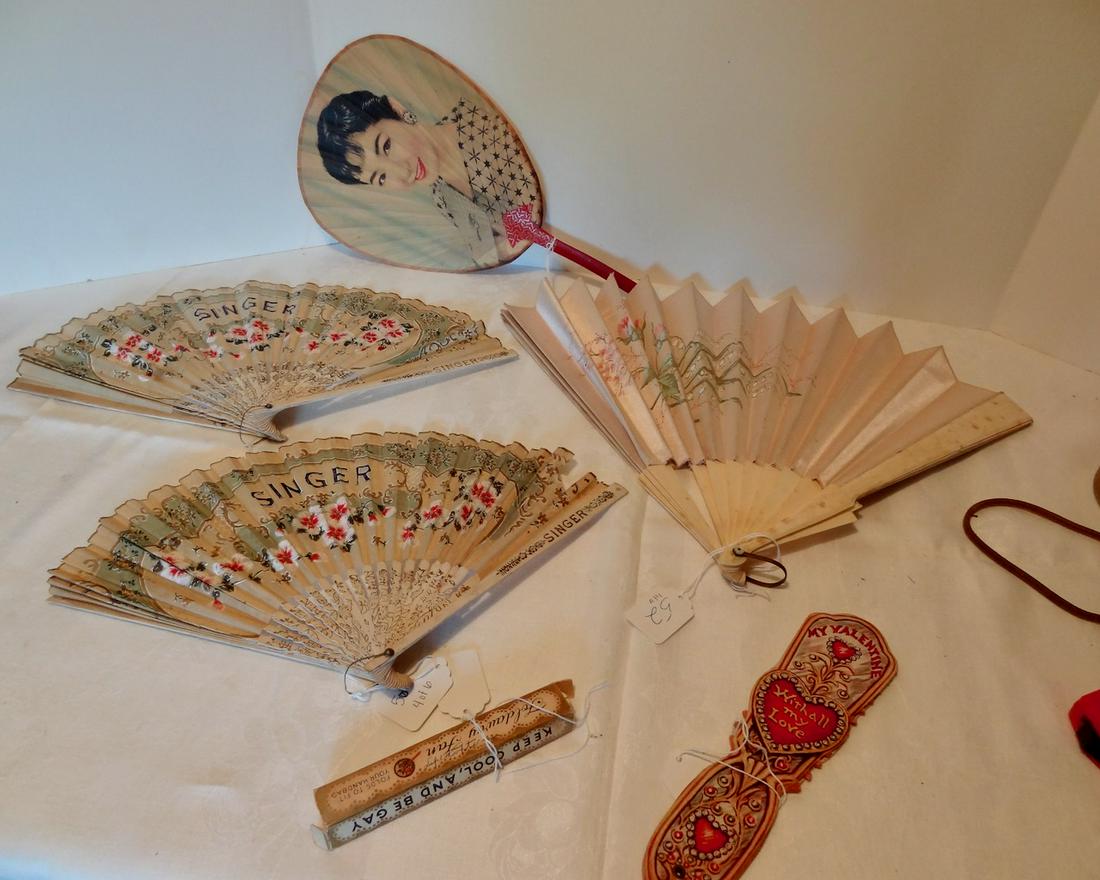 Assortment of Old Victorian Fans: Largest 12" tall