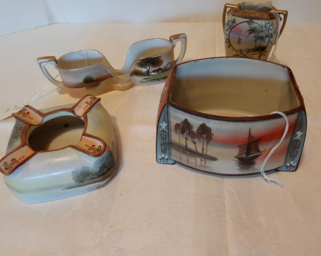 4 Pieces of Nippon: Largest Piece 6" Wide, 3 1/2" Tall