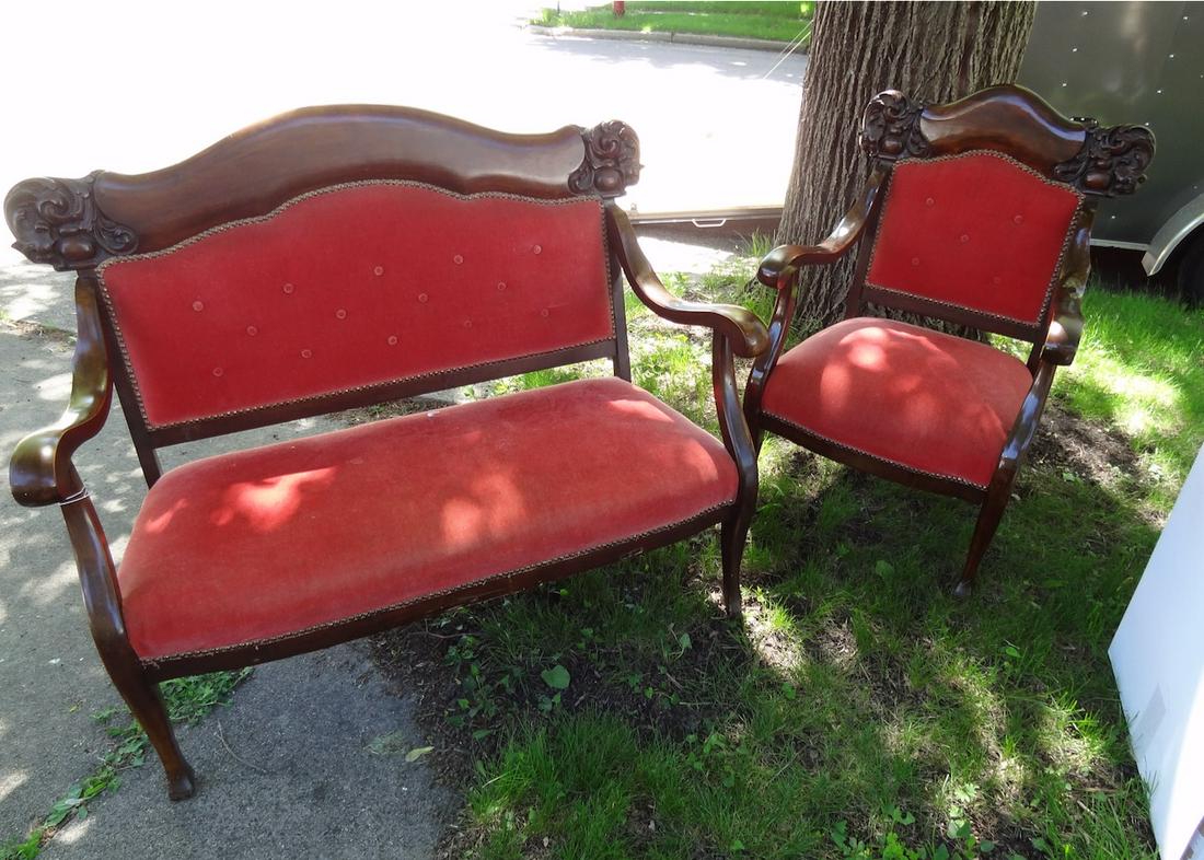 2 Piece Mahogany Living Room Set: 60" Wide X 48" Tall X 22" Deep