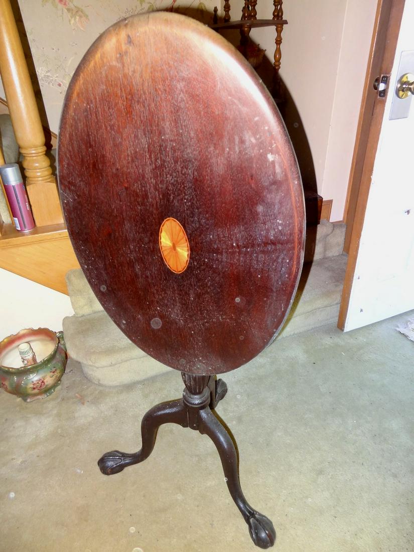 Ball and Claw Foot Tilt Top Table: 4ft Tall 28" Oval Top