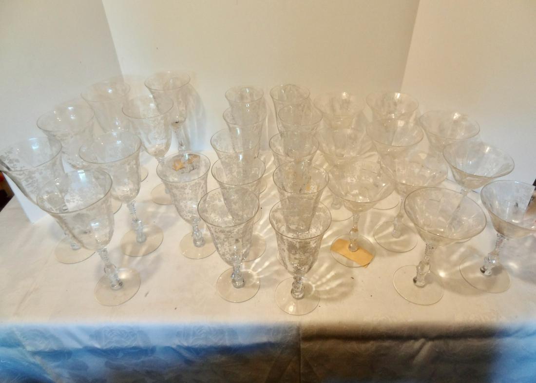 28 Fostoria Goblets: Wine Glasses -9" Tall